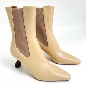 Sam Edelman Sammie Pointed Toe Ankle Boot Almond Leather Women 7 New